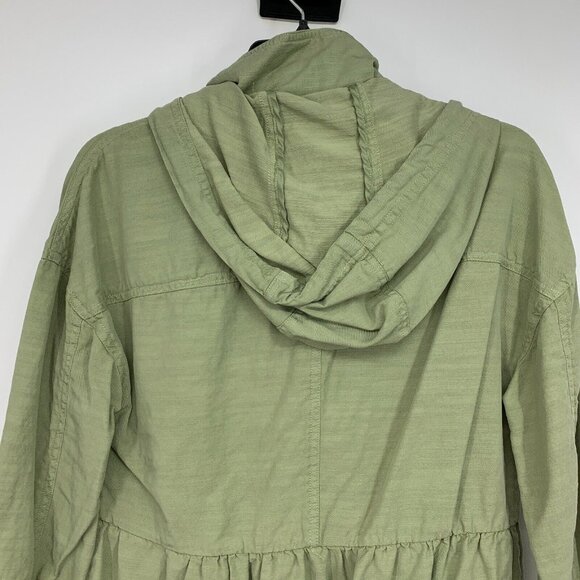 7 for all Mankind Jacket Utility Hood Button Snap Zip Green Lyocell - Picture 9 of 10